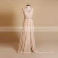 Simple Style V Neck Lace Chiffon Boho Wedding Dress With Detachable Belt